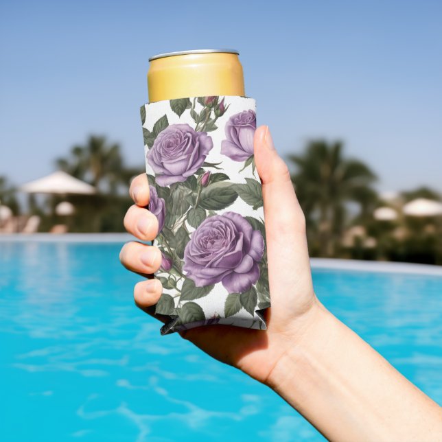 Rafraîchisseur Pour Canette Slim Roses de Rose pourpre, (Piscine in situ)