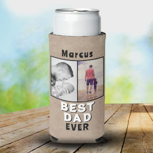 Rafraîchisseur Pour Canette Slim Rustique Meilleur papa Père`s Day 2 Collage photo