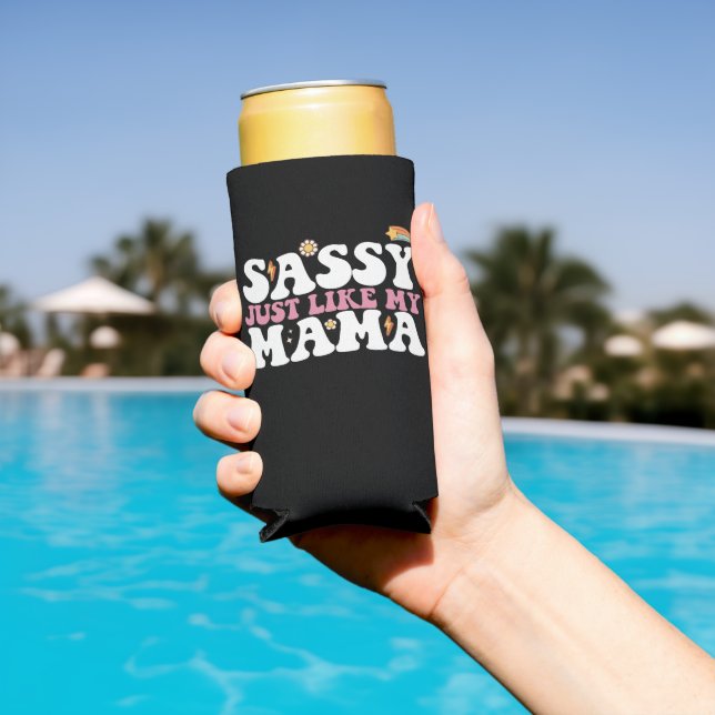 Rafraîchisseur Pour Canette Slim Sassy Comme Ma Mère Maman Super (Piscine in situ)
