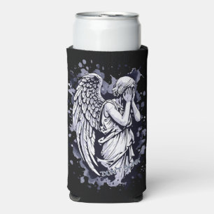 Rafraîchisseur Pour Canette Slim Sculpture d'un ange larmant - avec des éclaboussur