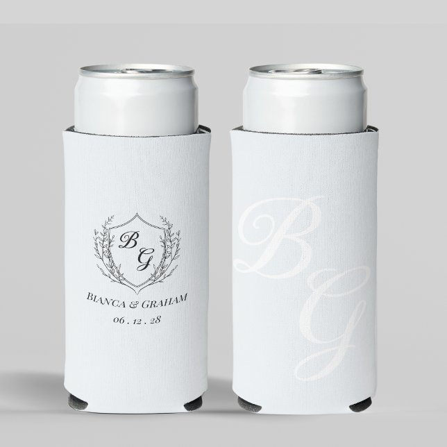 Rafraîchisseur Pour Canette Slim Simple Crest Monogram Wedding (Créateur téléchargé)