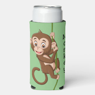 Rafraîchisseur Pour Canette Slim Singe sur une vigne Design Seltzer Can Cooler