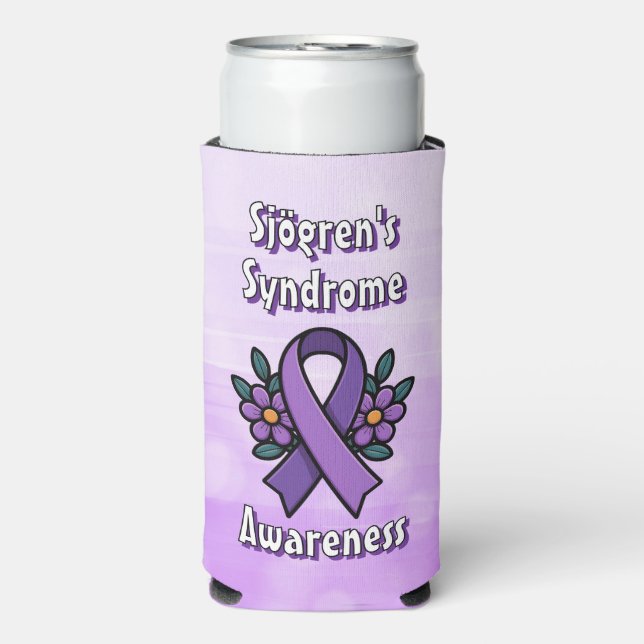Rafraîchisseur Pour Canette Slim Sjögren's Awareness | Purple Ribbon (Seltzer Recto)