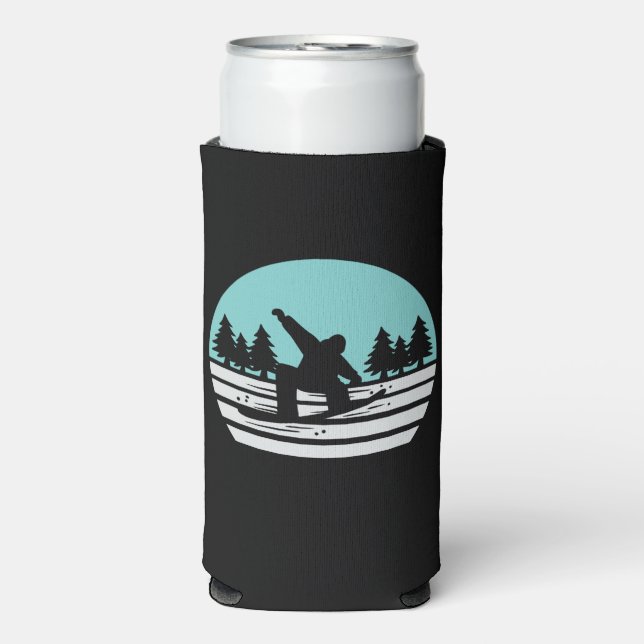 Rafraîchisseur Pour Canette Slim Snowboard Retro Vintage (Seltzer Recto)