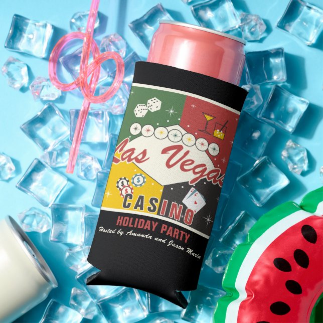 Rafraîchisseur Pour Canette Slim Soirée de poker au casino de Las Vegas pour les fê (Été in situ)