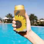 Rafraîchisseur Pour Canette Slim Sunflower et Horseshoe Mariage occidental Favorise<br><div class="desc">Gardez vos boissons en conserve cool à votre ferme informelle mais élégante ou à la ferme style brune ou réception mariage avec le charmant Sunflower et Horseshoe Western Mariage Seltzer Can Cooler. Créez une des faveurs d'une fête aimable lorsque vous personnalisez avec le nom du couple marié et la date....</div>