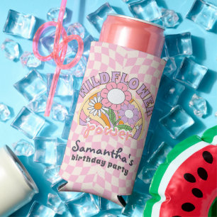Rafraîchisseur Pour Canette Slim Super les années 70 rétro Fleur sauvage Flower Pow