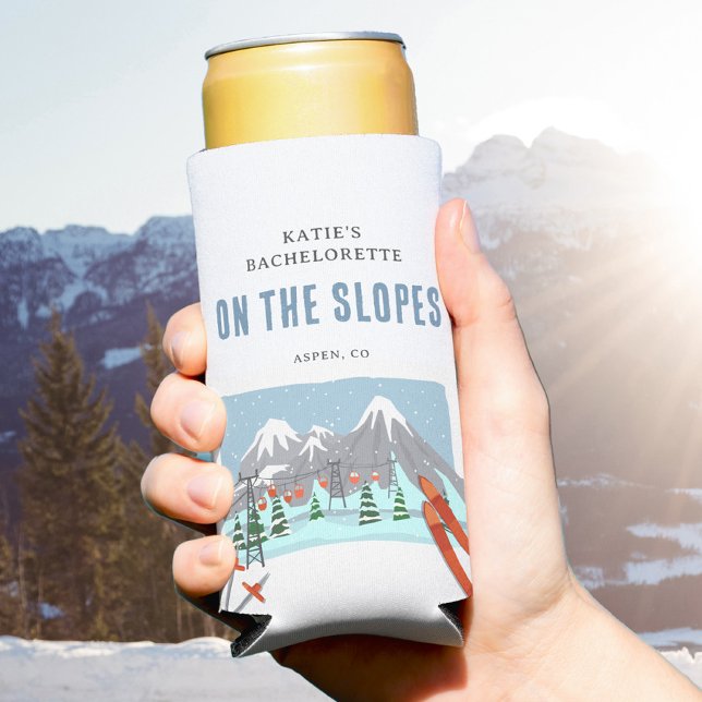 Rafraîchisseur Pour Canette Slim Sur Les Pistes Snow Ski Week-end de Bachelorette (Créateur téléchargé)