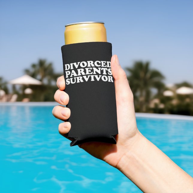 Rafraîchisseur Pour Canette Slim Survivant Parents Divorcés Drôle (Piscine in situ)