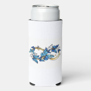 Rafraîchisseur Pour Canette Slim Symbole infini de papillons Morpho bleus