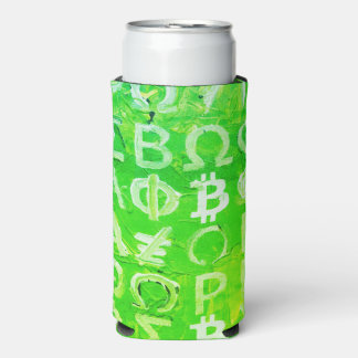 Rafraîchisseur Pour Canette Slim Symboles de Bitcoin (Bright Profit Green - 7)