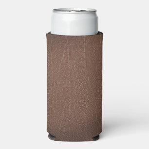 Rafraîchisseur Pour Canette Slim Texture de cuir cognac vintage usé