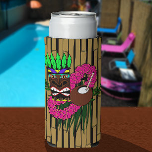 Rafraîchisseur Pour Canette Slim Thème de fête d'anniversaire de Luau personnalisé