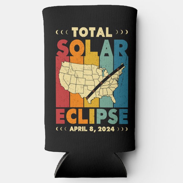 Rafraîchisseur Pour Canette Slim Total Solaire Eclipse 2024 USA Chemin de l'Totalit (Recto)