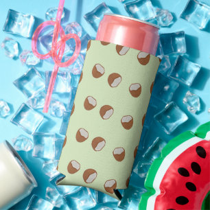 Rafraîchisseur Pour Canette Slim Tranches de noix de coco sur vert
