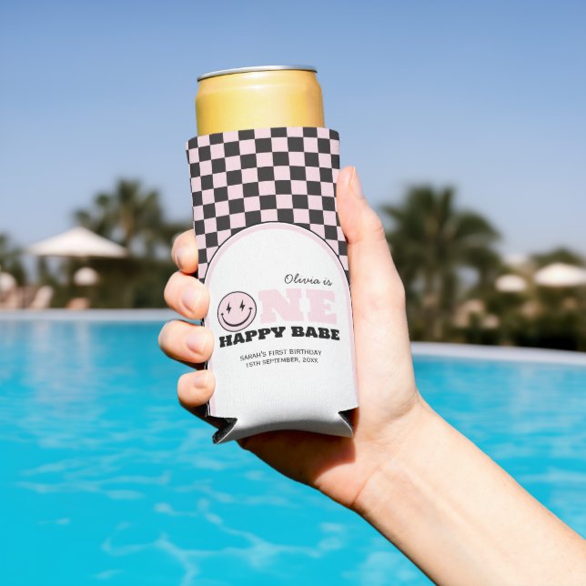 Rafraîchisseur Pour Canette Slim Un bon bébé filles rose 1er anniversaire (Piscine in situ)