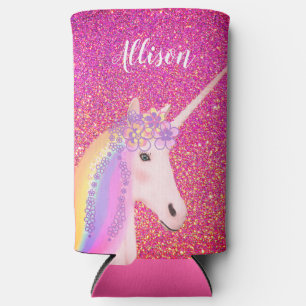 Rafraîchisseur Pour Canette Slim Unicorne arc-en-ciel personnalisée Filles Parties 