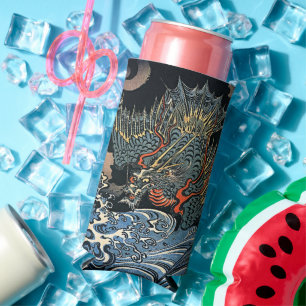 Rafraîchisseur Pour Canette Slim Vagues de dragon japonais