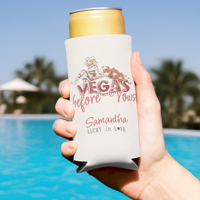 Rafraîchisseur Pour Canette Slim Vegas Avant Vows Casino Lucky Modern Bachelorette (Vegas Before Vows Casino Lucky Modern Bachelorette Seltzer Can Cooler)