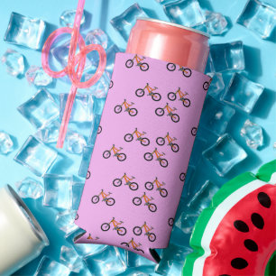 Rafraîchisseur Pour Canette Slim Vélos motif sur rose