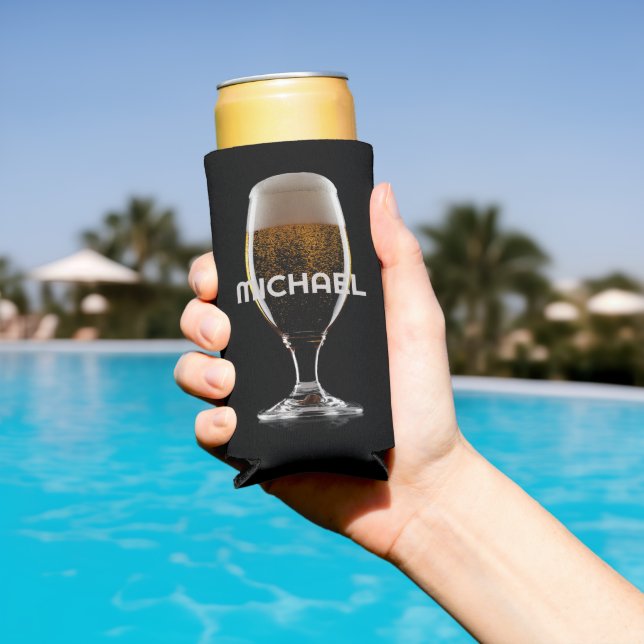 Rafraîchisseur Pour Canette Slim Verre de bière texte personnalisé (Piscine in situ)