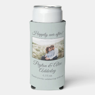 Rafraîchisseur Pour Canette Slim Vert sauge mariage photo pour toujours heureux