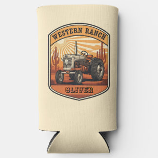 Rafraîchisseur Pour Canette Slim Vintage Western Ranch Tractor Desert Sunset