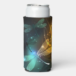 Rafraîchisseur Pour Canette Slim Vol de libellule verte lumineuse