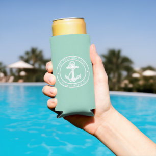 Rafraîchisseur Pour Canette Slim Voyage à la plage en famille avec ancre de bateau