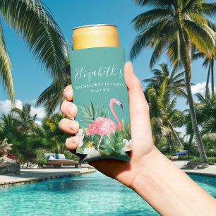 Rafraîchisseur Pour Canette Slim Watercolor Tropical Floral Bachelorette Party