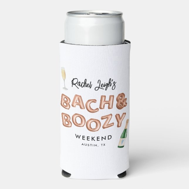 Rafraîchisseur Pour Canette Slim Week-end de célibataire Bach & Boozy Rose Gold (Seltzer Recto)