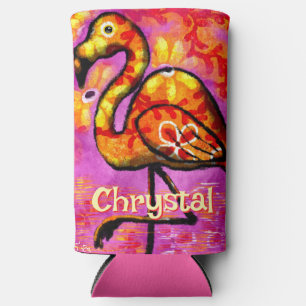 Rafraîchisseur Pour Canette Slim Whimsical Abstrait Flamant rose Bird Personnalisé