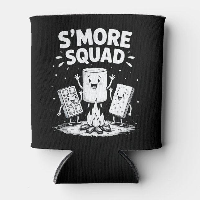 Rafraîchisseur Pour Canette S'mores Squad Camping Campfire Cute Marshmallow (Devant)