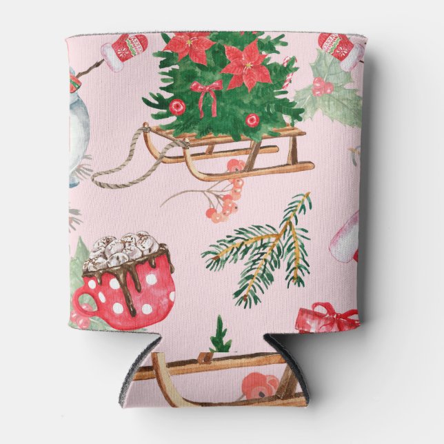 Rafraîchisseur Pour Canette Snowman de Noël Motif sans voile. (Devant)