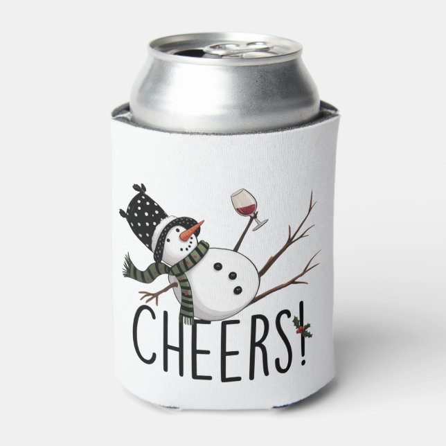 Rafraîchisseur Pour Canette Snowman Wine Christmas Funny Drinking Wine Santa  (Can devant)