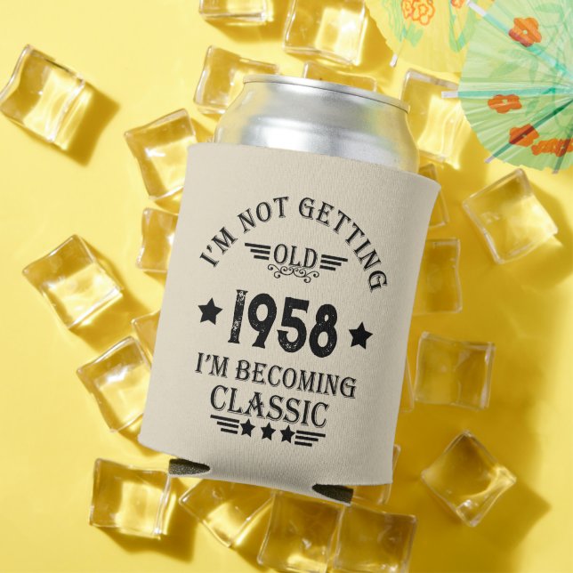 Rafraîchisseur Pour Canette Soirée personnalisée vintage de 65e anniversaire (Été in situ)