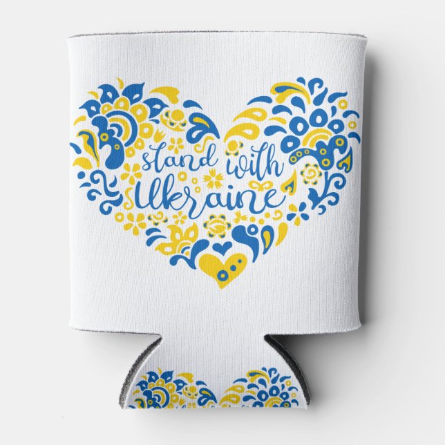 Rafraîchisseur Pour Canette Soyez avec l'Ukraine lettrage et coeur (Devant)