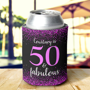 Rafraîchisseur Pour Canette Sparkly Pink Black 50 et Fabulous Nom personnalisé