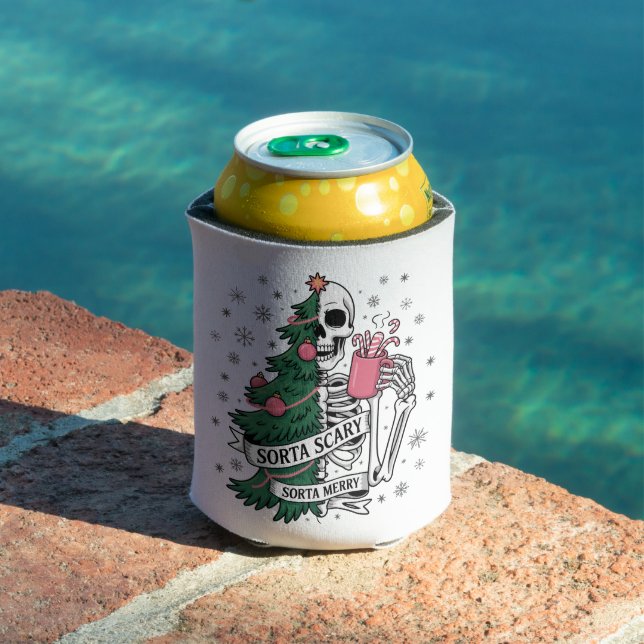 Rafraîchisseur Pour Canette Squelette drôle de Noël un peu joyeux un peu effra (Piscine in situ)