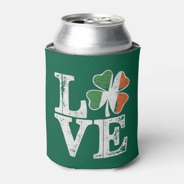 Rafraîchisseur Pour Canette St Patrick Love Chance Irlande Trèfle Vert  (Can devant)