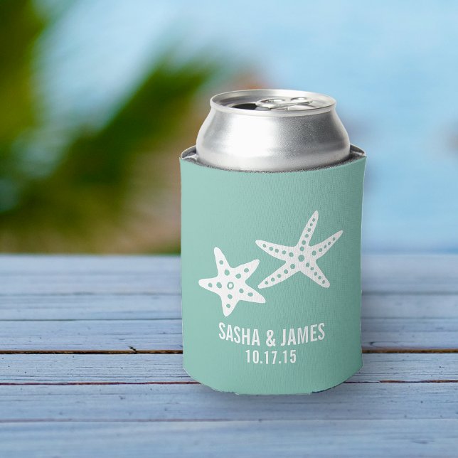 Rafraîchisseur Pour Canette Starfish Aqua Mariage personnalisé Faveur (Créateur téléchargé)