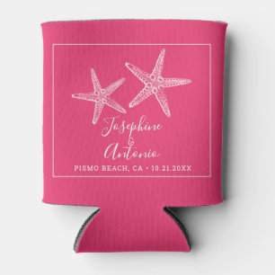 Rafraîchisseur Pour Canette Starfish Hot rose Beach Wedding Favor Can Cooler