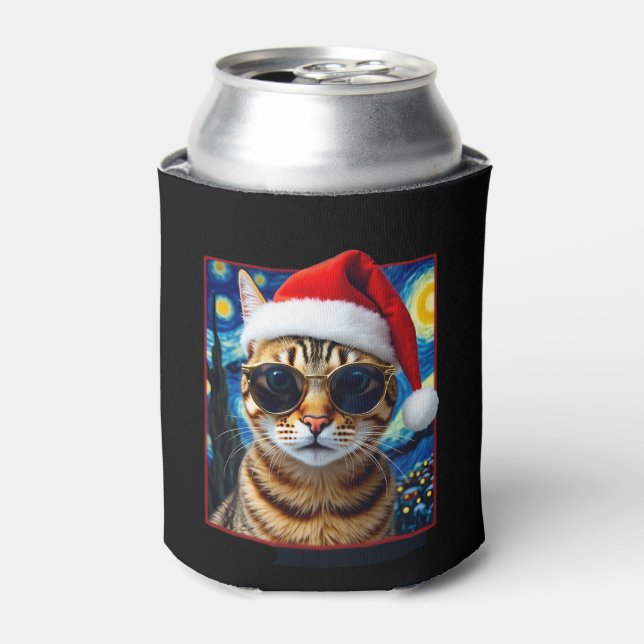 Rafraîchisseur Pour Canette Starry Night Orange Tabby Cat Christmas (Can devant)