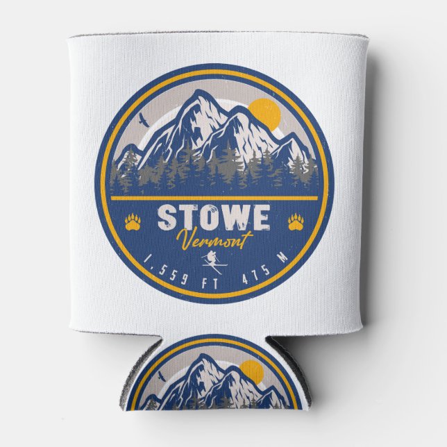 Rafraîchisseur Pour Canette Stowe Mountain Vermont Retro Sunset Ski Souvenir (Devant)