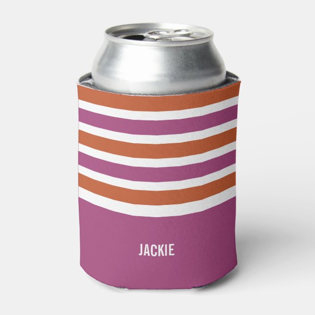 Rafraîchisseur Pour Canette Stripes Motif personnalisé boisson monogramme glac (Can devant)