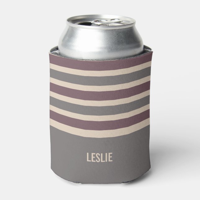 Rafraîchisseur Pour Canette Stripes Motif personnalisé boisson monogramme glac (Can devant)