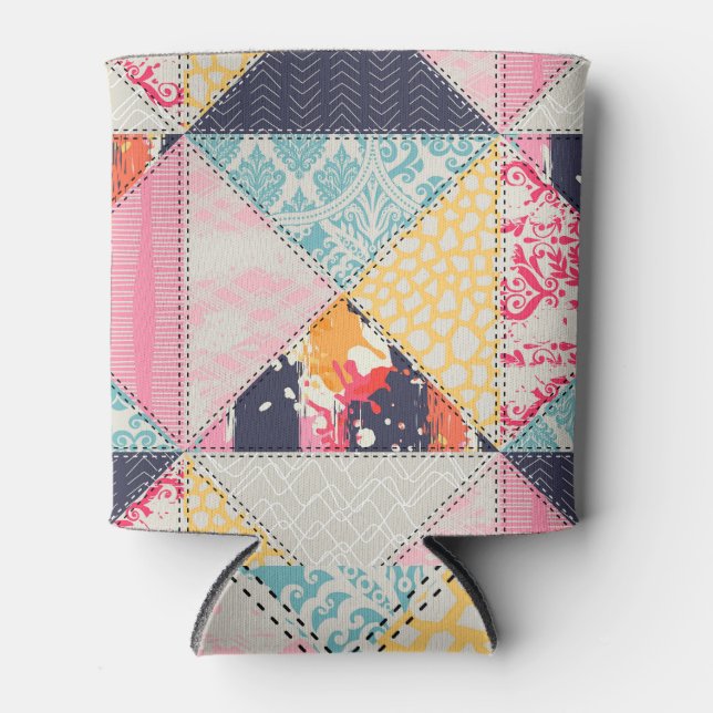 Rafraîchisseur Pour Canette Style Patchwork : Conception Versatile Sans Couche (Devant)