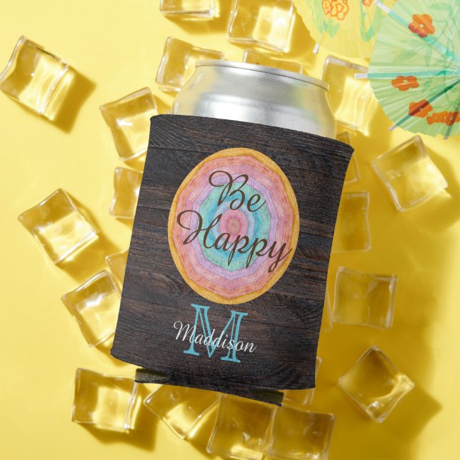 Rafraîchisseur Pour Canette Sud-ouest Pastel Rustique Tone Grain Monogramme (Été in situ)