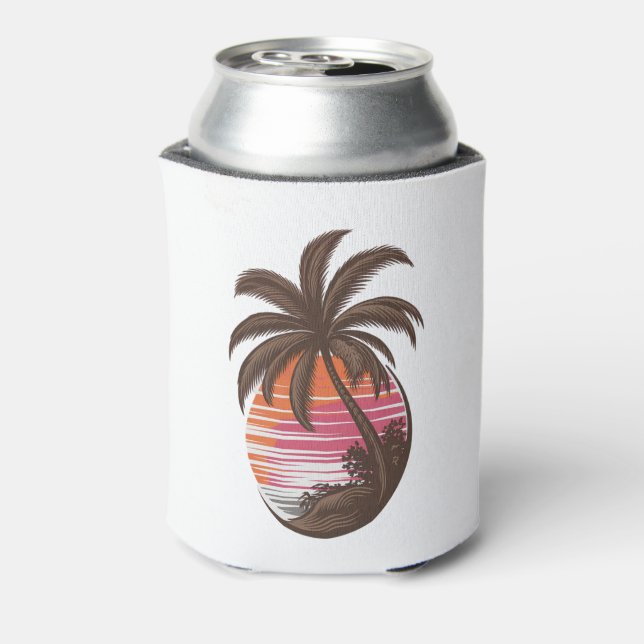 Rafraîchisseur Pour Canette Sunset Beach Palm Tree Drôle vacances d'été (Can Dos)