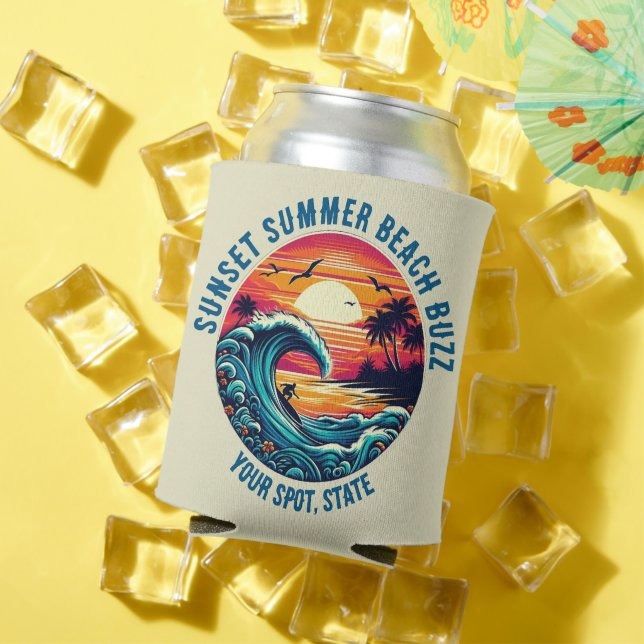 Rafraîchisseur Pour Canette Sunset Surfing Beach Buzz- (Été in situ)